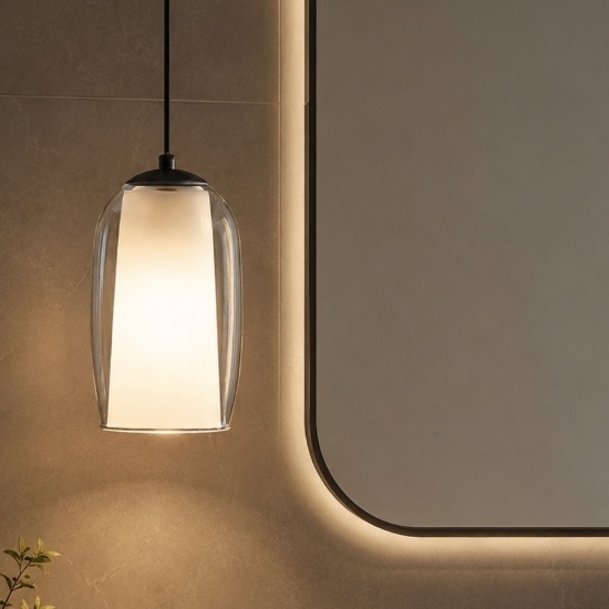 Ondaluce bonnie lampadario per bagno a sospensione vetro trasparente