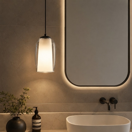 Ondaluce bonnie lampadario per bagno a sospensione vetro trasparente