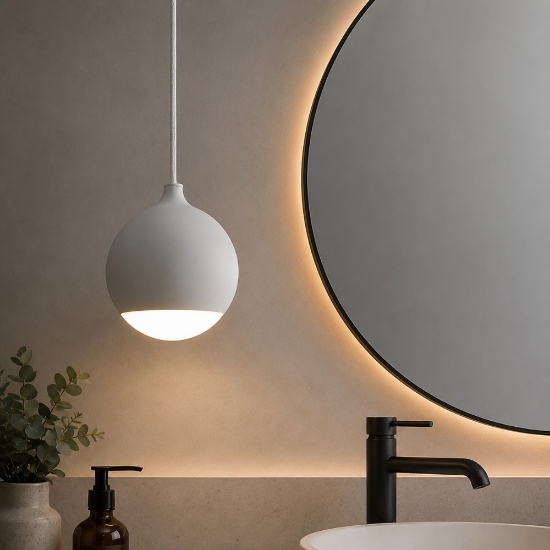 Vivida shallow lampadario a sospensione per bagno bianca led 3000k