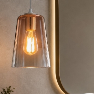 Lampadario da bagno a sospensione cono vetro rame trasparente shade toplight