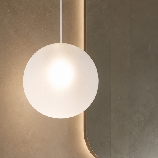 Toplight lampadario a sospensione da bagno moderna sfera bianca