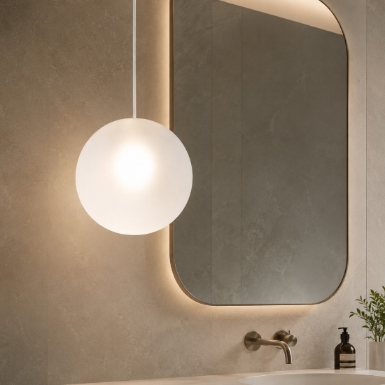 Toplight lampadario a sospensione da bagno moderna sfera bianca