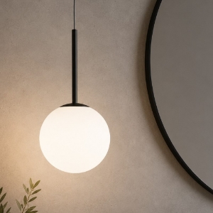 Jugen miloox lampadario da bagno a sospensione sfera vetro nero