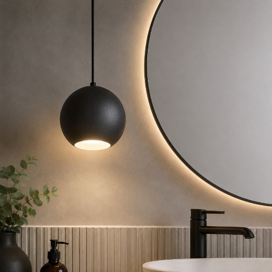 Ideal lux mr jack sp1 big lampada a sospensione da bagno nera