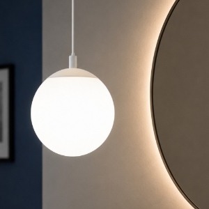 Affralux lampada a sospensione da bagno potiri moderna sfera vetro bianco