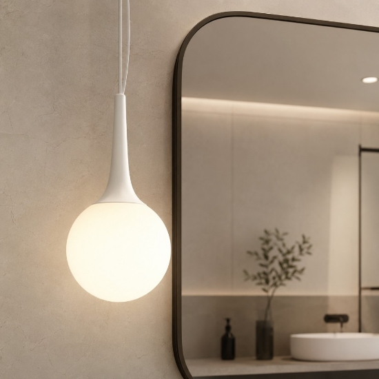 Affralux potiri lampadario a sospensione da bagno sfera vetro bianca moderna