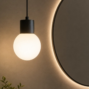 Lampadario per bagno a sospensione moderno lanterna grigia ip44