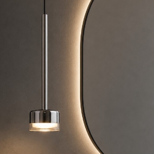 Lampadario a sospensione da bagno nera vetro bronzo moderna