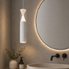 Lampadario sospensione bianco pendente cilindro design per bagno piccolo led 7w 3000k