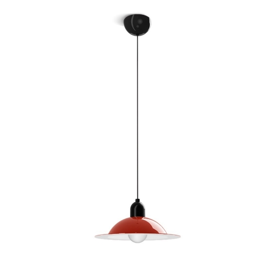 Lampadario da cucina disco metallo rosso lucido stilnovo lampiatta