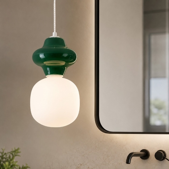 Lampadario da bagno a sospensione di ceramica verde design moderna