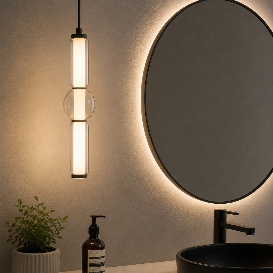 Lampadario a sospensione per bagno design minimal led 3000k dimmerabile