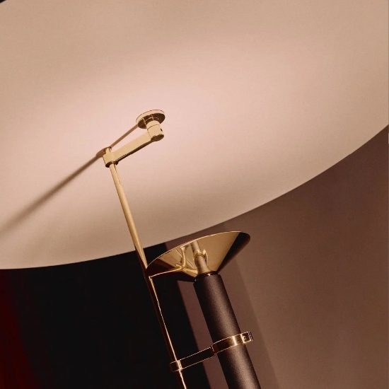 Lampadario moderno disco nero e oro stilnovo luna led 3000k
