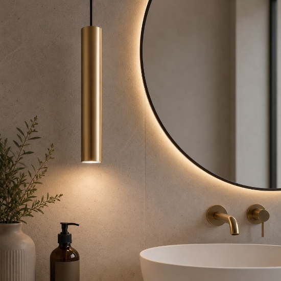 Maytoni pro focus lampadario a sospensione cilindro design minimal per bagno