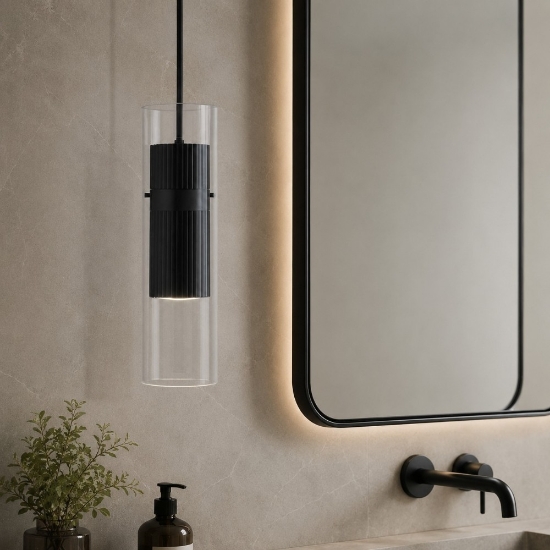 Maytoni dynamics lampadario a sospensione per bagno colore nero