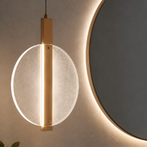 Lampadario a sospensione per bagno disco trasparente ondaluce juis led 20w 3000k
