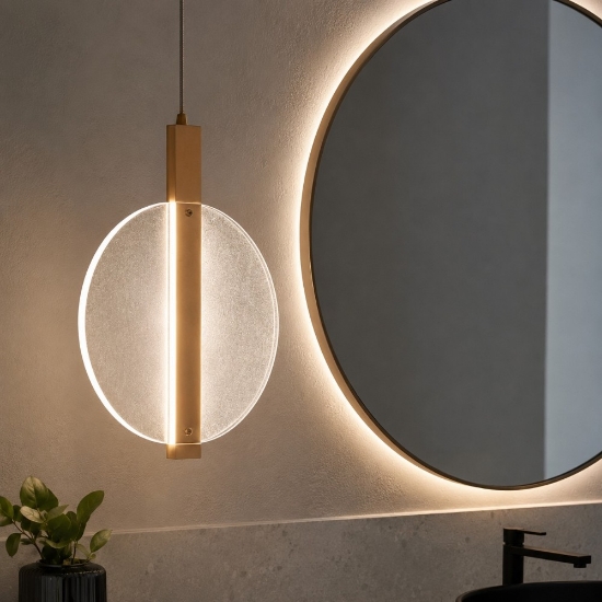 Lampadario a sospensione per bagno disco trasparente ondaluce juis led 20w 3000k