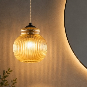 Ondaluce madagascar lampada a sospensione per bagno in vetro ambra