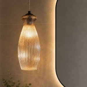 Ondaluce madagascar lampadario per bagno in vetro a sospensione ambra