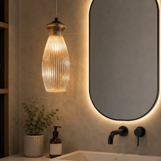 Ondaluce madagascar lampadario per bagno in vetro a sospensione ambra