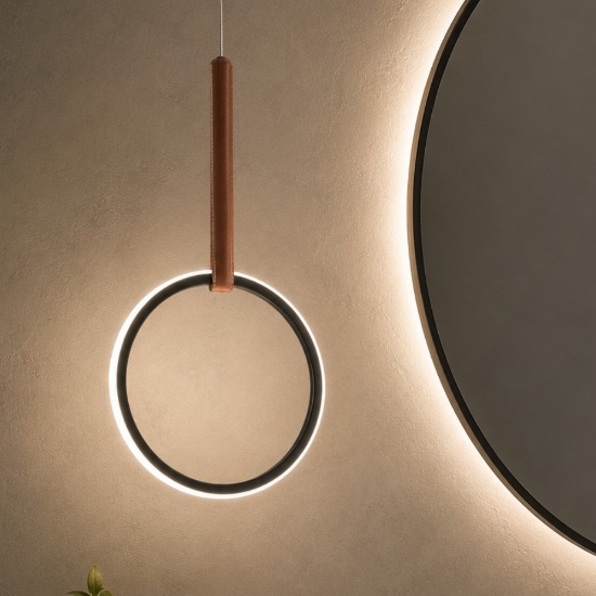 So regoli circle ondaluce lampada a sospensione per bagno led nero 3000k