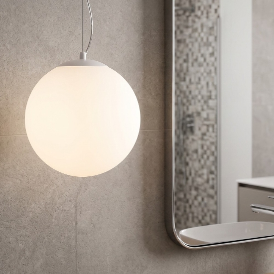 Affralux potiri lampada a sospensione sfera vetro bianco per bagno