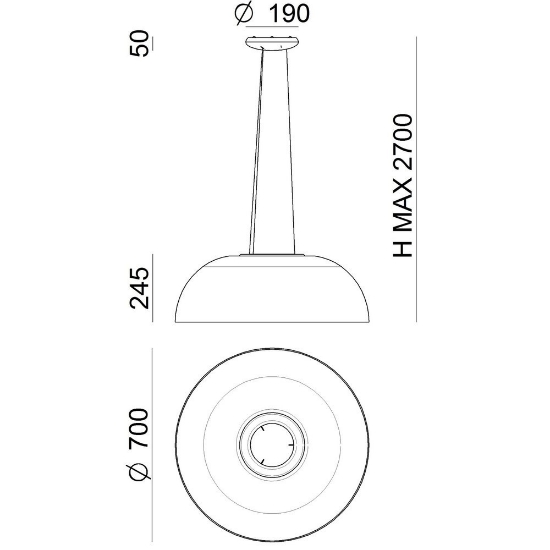 Lampadario moderno per salotto demi stilnovo 70cm led 3000k