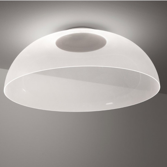 Plafoniera moderna led 37w 3000k finitura bianco trasparente demi stilnovo