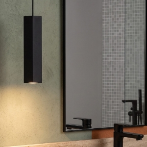 Ondaluce so aloa lampada a sospensione nero quadrato per bagno
