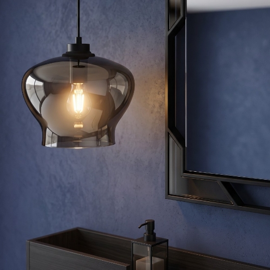 Ondaluce so verve 1 fume lampada a sospensione per bagno base/nero