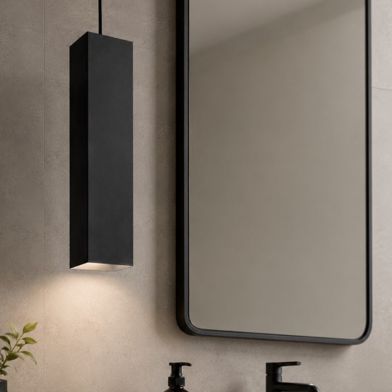 Sky sp1 ideal lux lampada sospensione da bagno quadrata nero