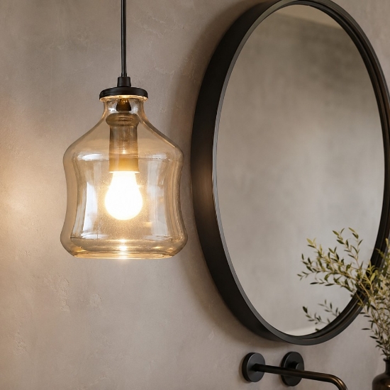 So pin a ondaluce lampada a sospensione per bagno vetro ambra