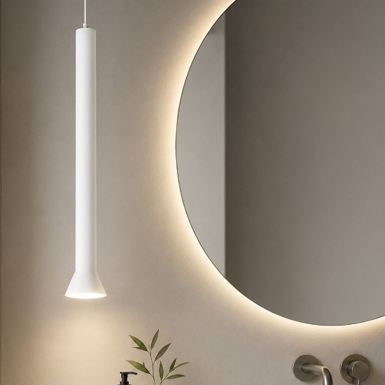 Lampada a sospensione ondaluce so lila gr bianca per bagno