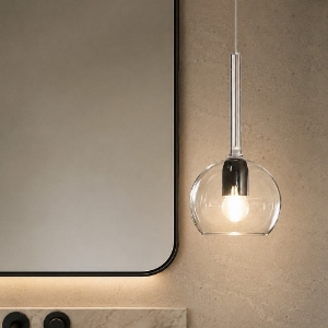 Lampada a sospensione per bagno boccia vetro trasparente
