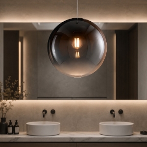 Lampada a sospensione per bagno sfera di vetro bronzo