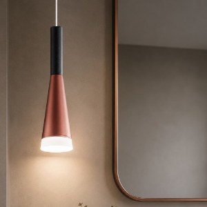 Lampada a sospensione per bagno cone perenz oro rosa nero led 7w 3000k