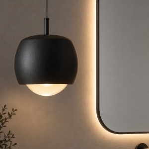 Lampadario da bagno a sospensione nera led 12w 3000k design