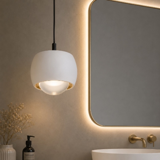 Lampada a sospensione bianca led 13w 3000k per bagno moderno