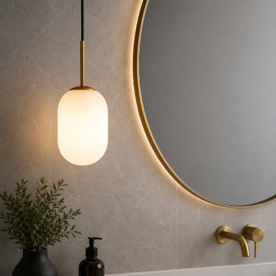 Lampadario di vetro oro sfera vetro per bagno moderno