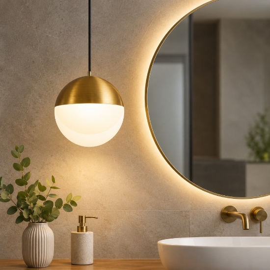 Lampada a sospensione da bagno sfera oro led 3000k linea light