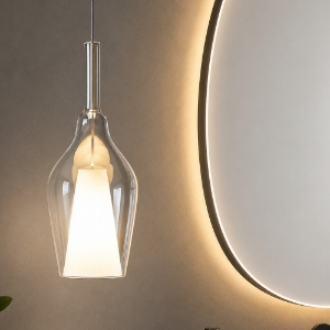 Lampada a sospensione per bagno ofelia gea luce in vetro