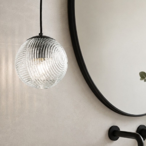 Ondaluce bella lampada a sospensione da bagno sfera vetro trasparente 15cm