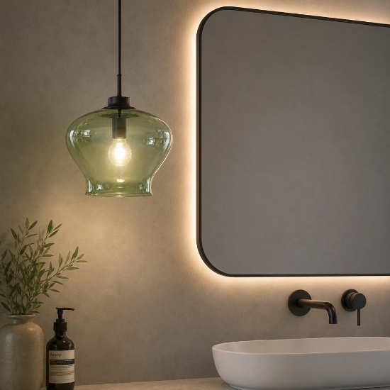 So verve 2 ondaluce lampada a sospensione vetro verde per bagno