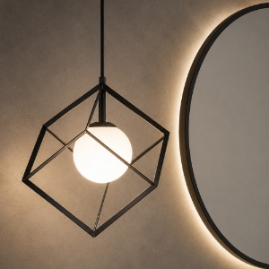 Lampada a sospensione da bagno cube nero 15cm perenz illuminazione