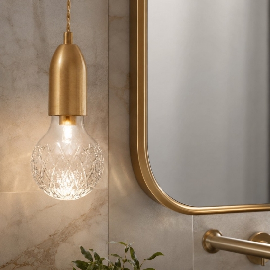 Lampada a sospensione a singola luce oro stile contemporaneo per bagno