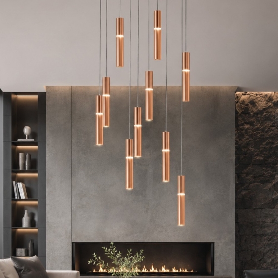 Lampadario a sospensione moderno oro led 80w cct 3000k 4000k per soggiorno