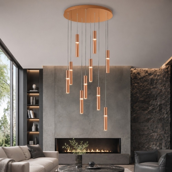Lampadario a sospensione moderno oro led 80w cct 3000k 4000k per soggiorno