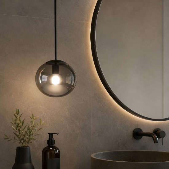 Ondaluce so jewel lampada a sospensione nera per bagno