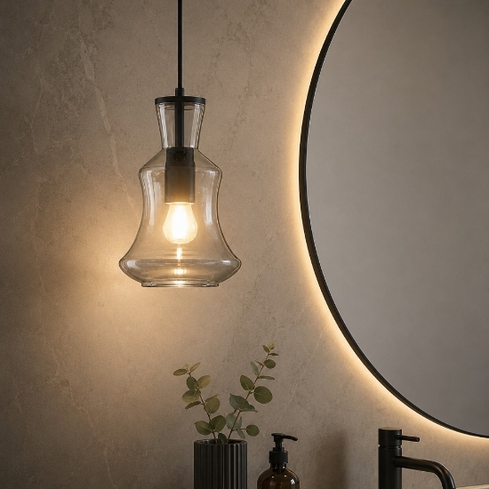 Ondaluce so pin b lampada sospensione per bagno vetro fume