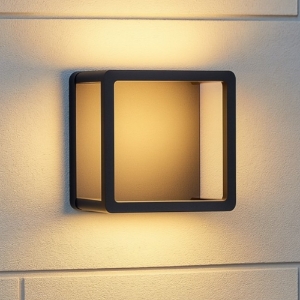 Applique per esterni quadrato nero moderno led 9w 3000k